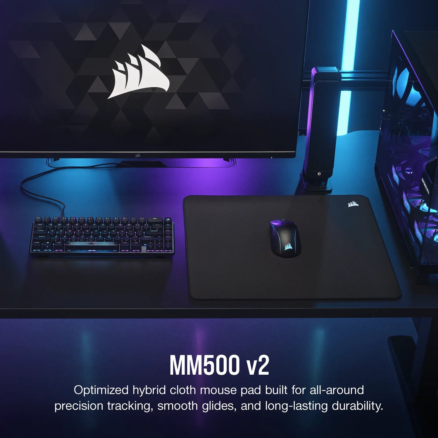 Corsair MM500 V2 Hybrid Cloth Gaming Mouse Pad Large; Black; 450MM X 400MM