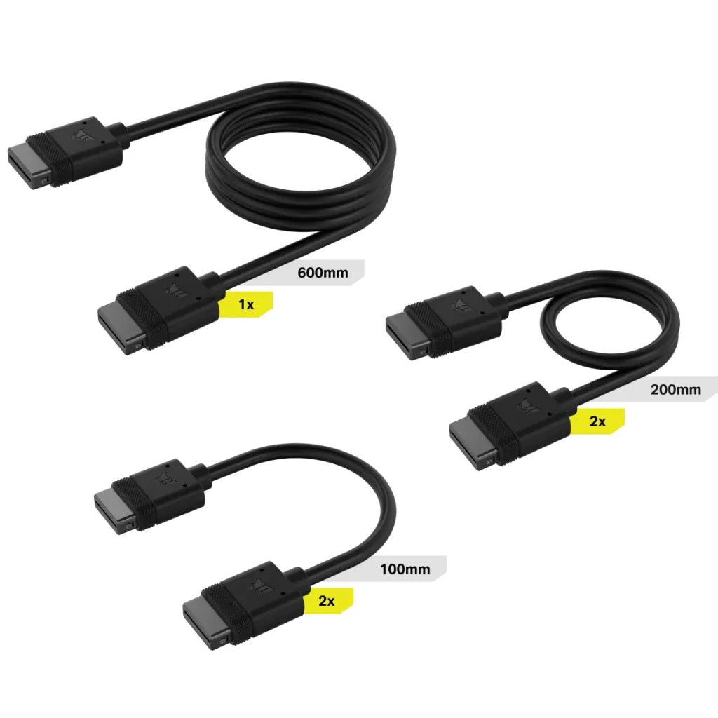 Corsair Icue Link Cable Kit With Straight Connectors; Black
