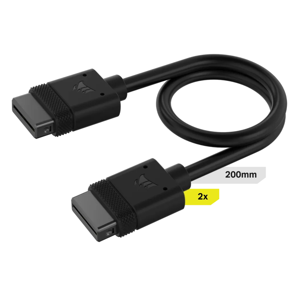 Corsair Icue Link Cable; 2X 200MM With Straight Connectors; Black image 2