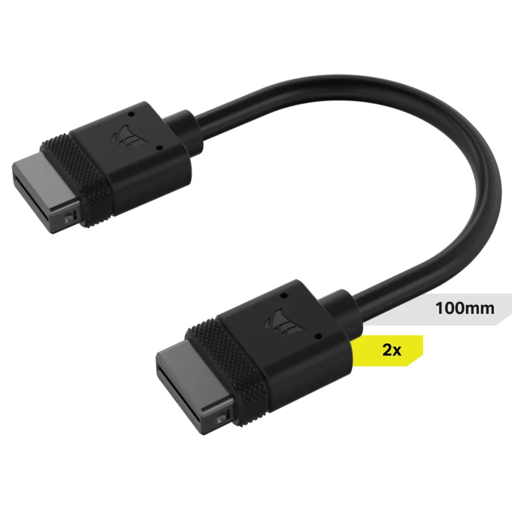 Corsair Corsairicue Link Cable; 2X 100MM With Straight Connectors; Black