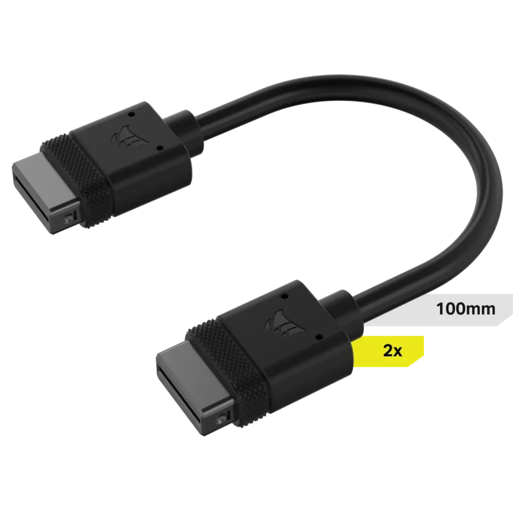 Corsair Corsairicue Link Cable; 2X 100MM With Straight Connectors; Black image 2