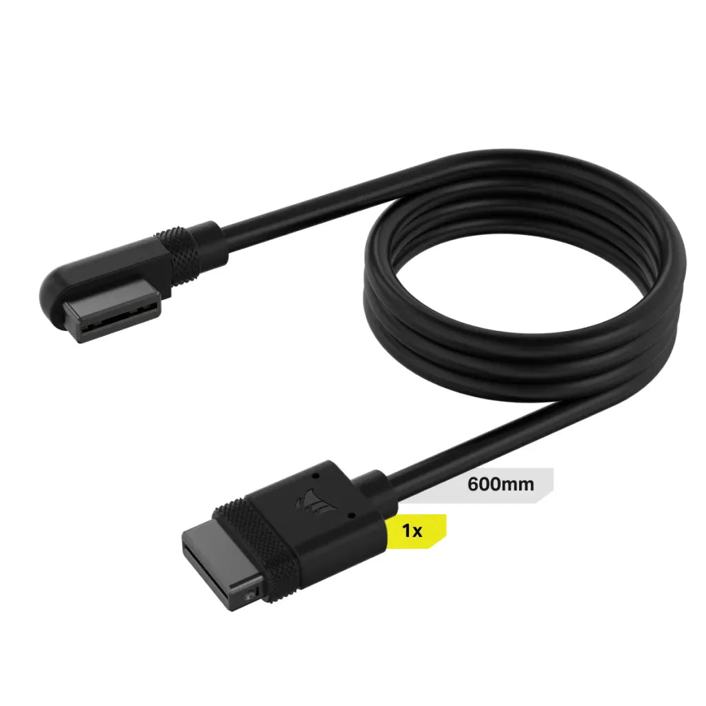Corsair Icue Link Cable; 1X 600MM With Straight/Slim 90° Connectors; Black