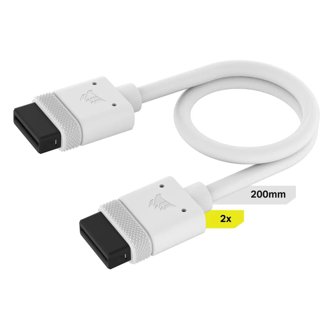 Corsair Icue Link Cable; 2X 200MM With Straight Connectors; White image 5