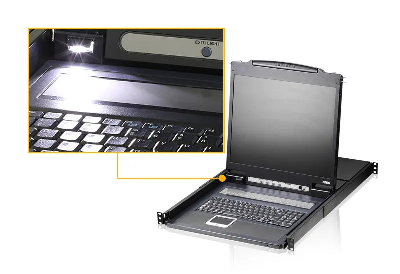 Aten 8P PS/2-USB VGA 19'' Lcd Kvm Switch W/(usa Kb/Spkb)/W/(us/Eu) Cord image 4