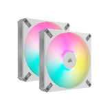Corsair Af Elite Series; AF140 RGB Elite White; 140MM Fluid Dynamic RGB Fan With Airguide; Dual Pack With Lighting Node Core