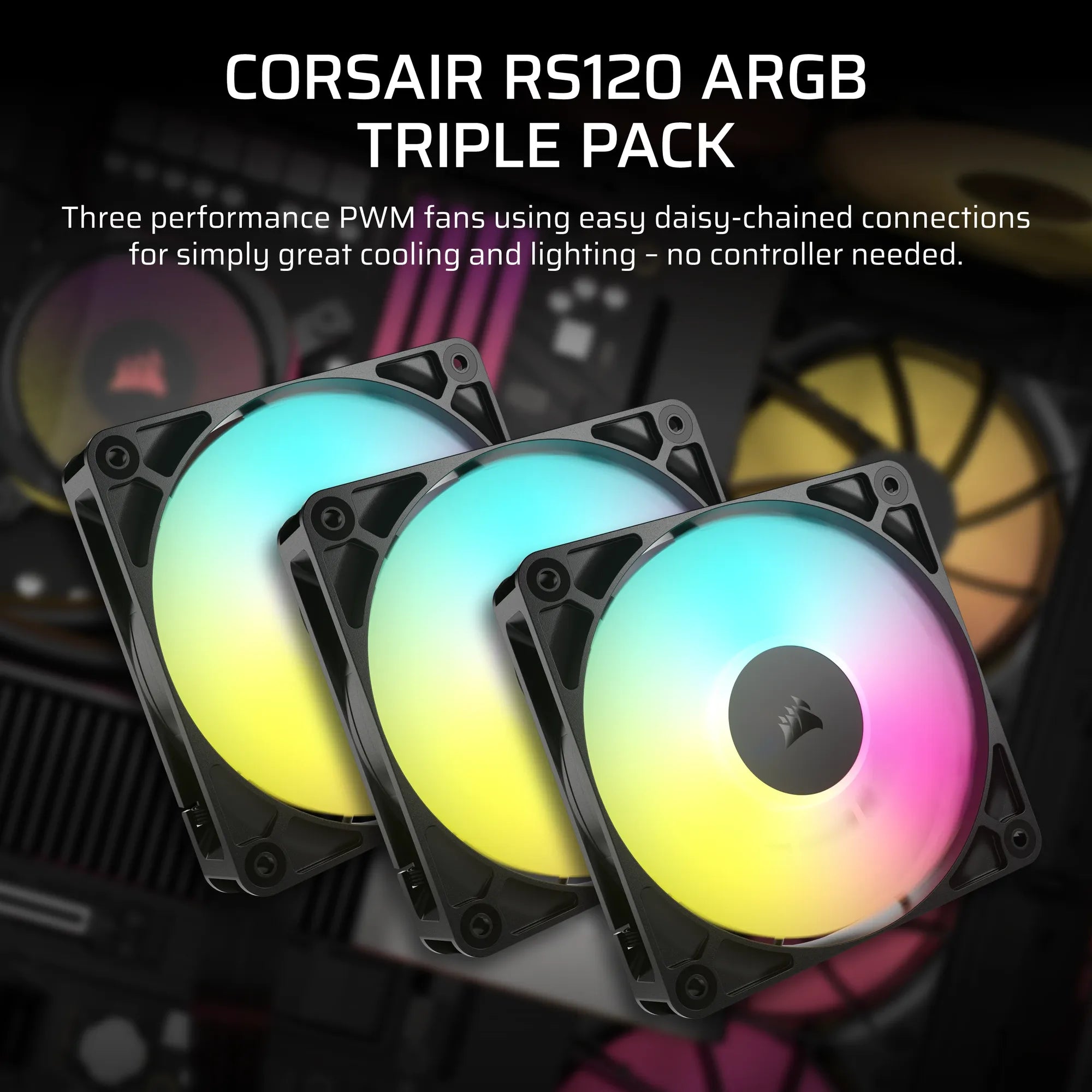 Corsair RS120 ARGB 120MM PWM Fans Triple Pack