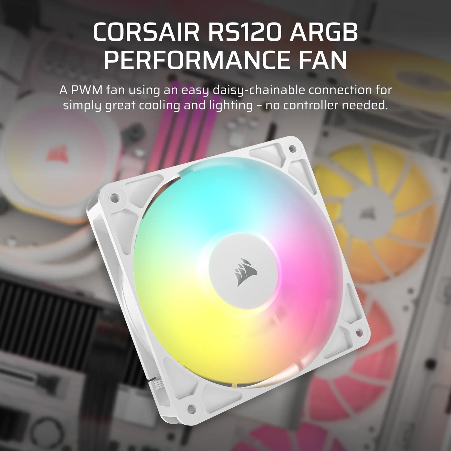 Corsair RS120 ARGB 120MM PWM Fan – White image 2