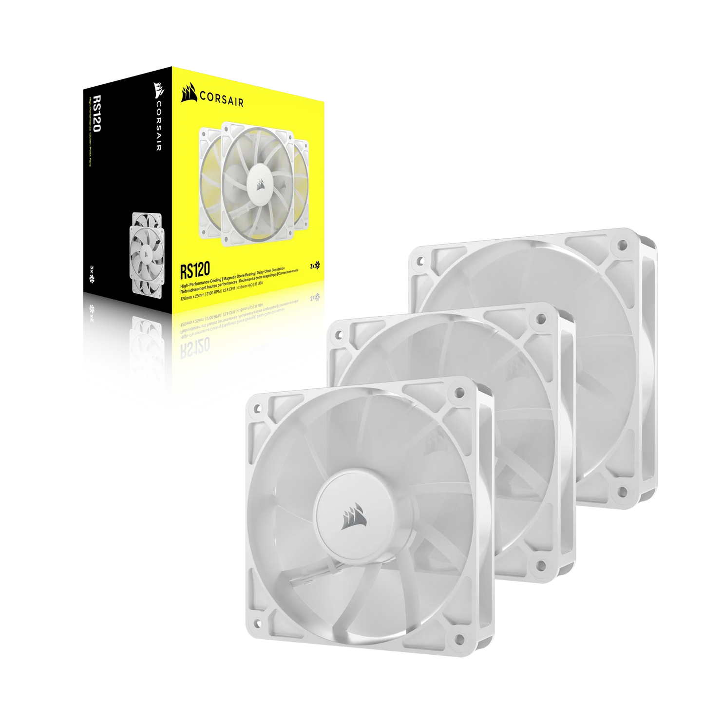 Corsair RS120 120MM PWM Fans Triple Pack – White
