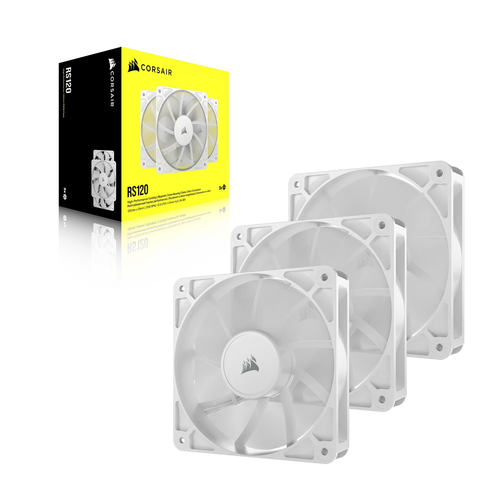 Corsair RS120 120MM PWM Fans Triple Pack – White