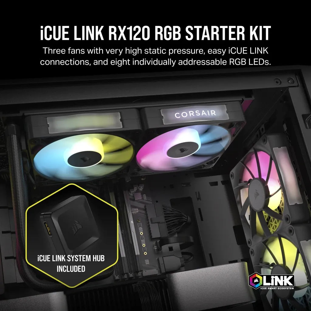 Corsair Rx RGB Series; Icue Link RX120 RGB; 120MM Fan; Triple Pack image 2