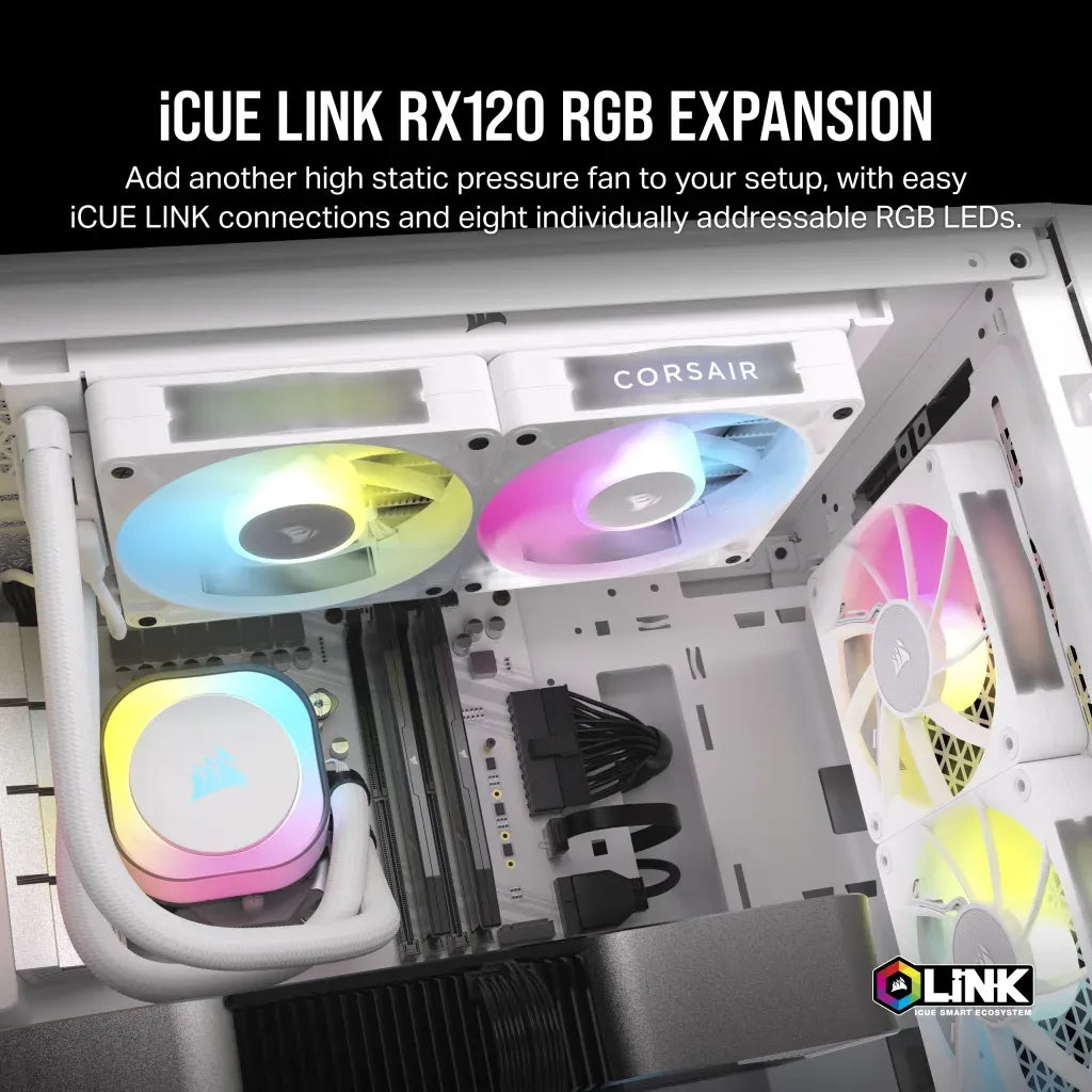 Corsair Rx RGB Series; Icue Link RX120 RGB White; 120MM Fan; Single Pack image 4