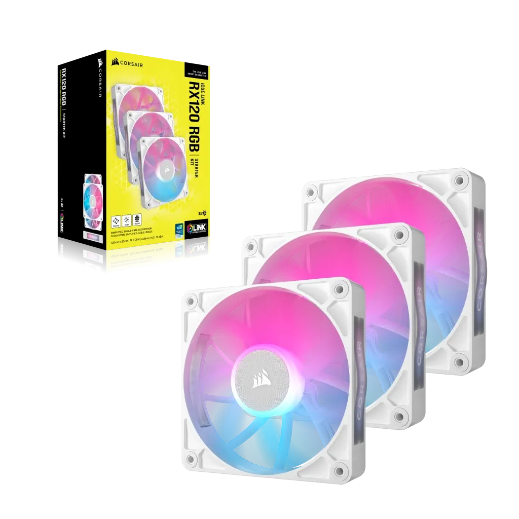 Corsair Rx RGB Series; Icue Link RX120 RGB White; 120MM Fan; Triple Pack image 2