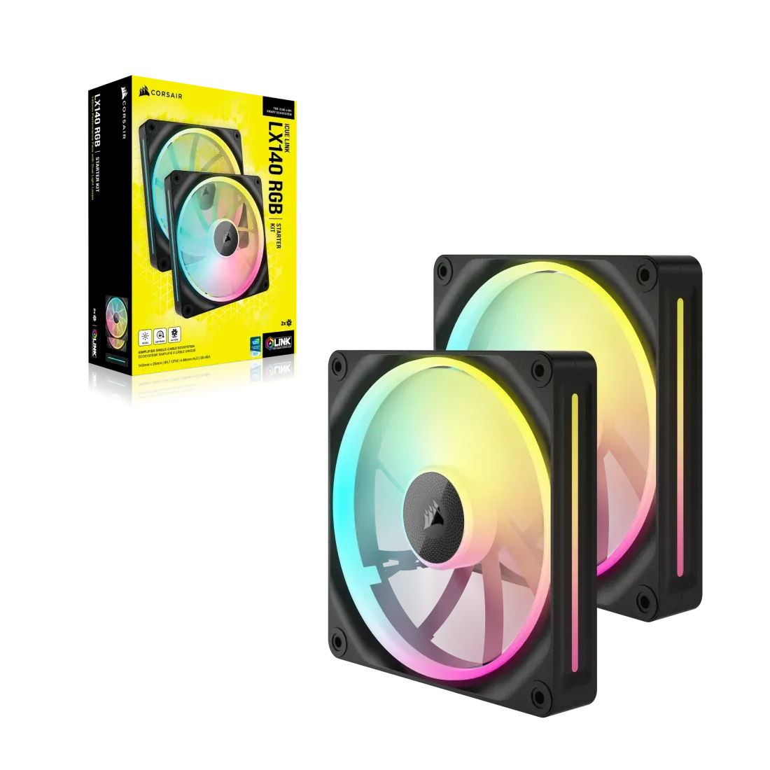 Corsair Lx RGB Series; Icue Link LX140 RGB; 140MM Fan; Dual Pack; Icue Link System Hub Included image 2