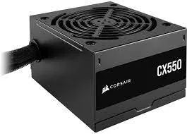 Corsair CX550 550 Watt 80 Plus Bronze; 5YR Warranty; ATX (1); EPS (1); PCI-E (2); 4-PIN Peripheral (2); SATA (3).