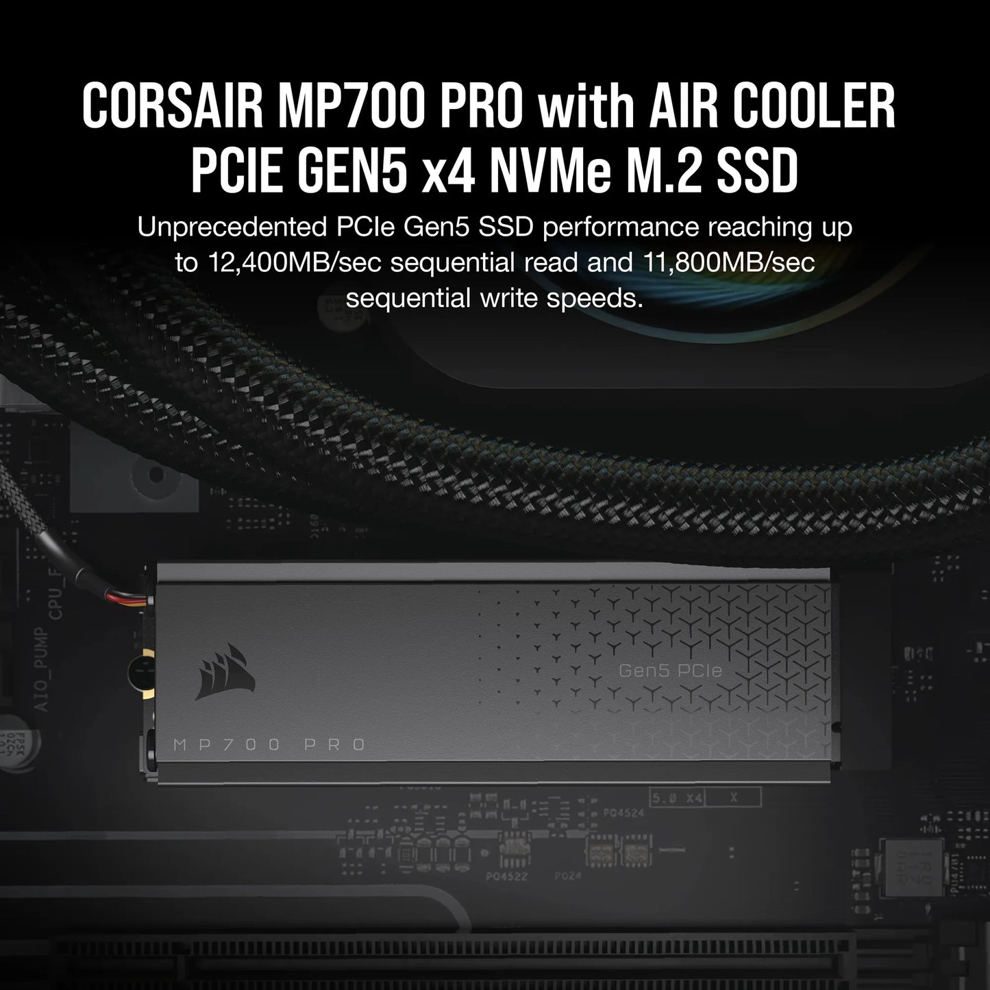 Corsair MP700 Pro 2TB M.2 NVME PCIE Gen. 5 X4 SSD With Cooler; Read Up To 12 400MB/S; Write Up To 11 800MB/S image 2
