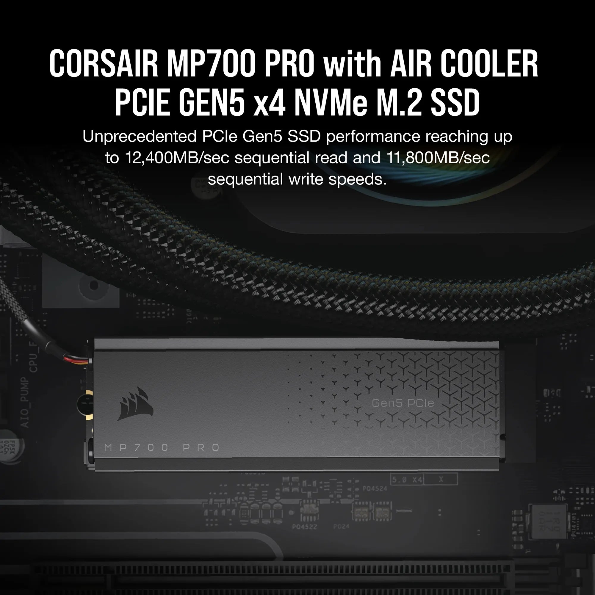 Corsair MP700 Pro 2TB M.2 NVME PCIE Gen. 5 X4 SSD With Cooler; Read Up To 12 400MB/S; Write Up To 11 800MB/S image 2