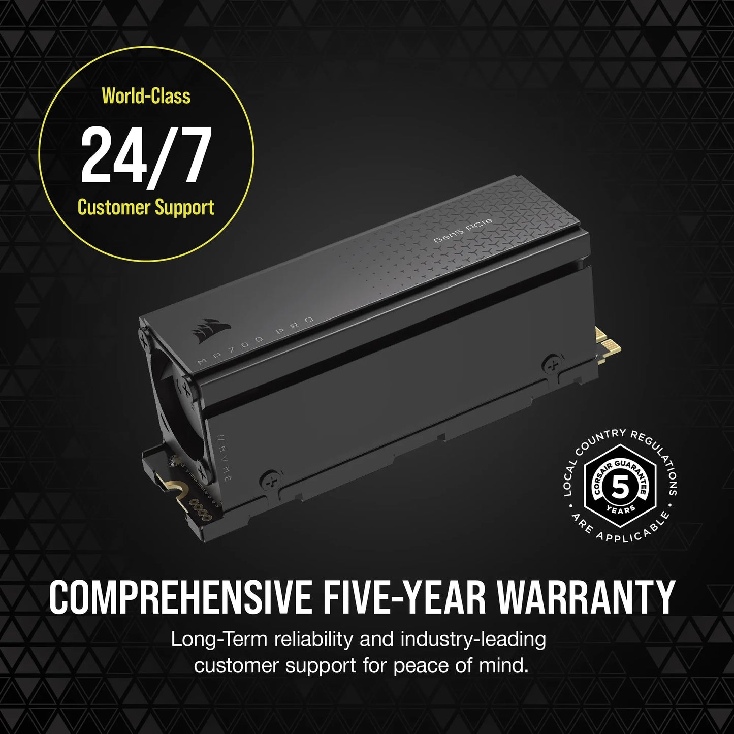 Corsair MP700 Pro 2TB M.2 NVME PCIE Gen. 5 X4 SSD With Cooler; Read Up To 12 400MB/S; Write Up To 11 800MB/S image 4