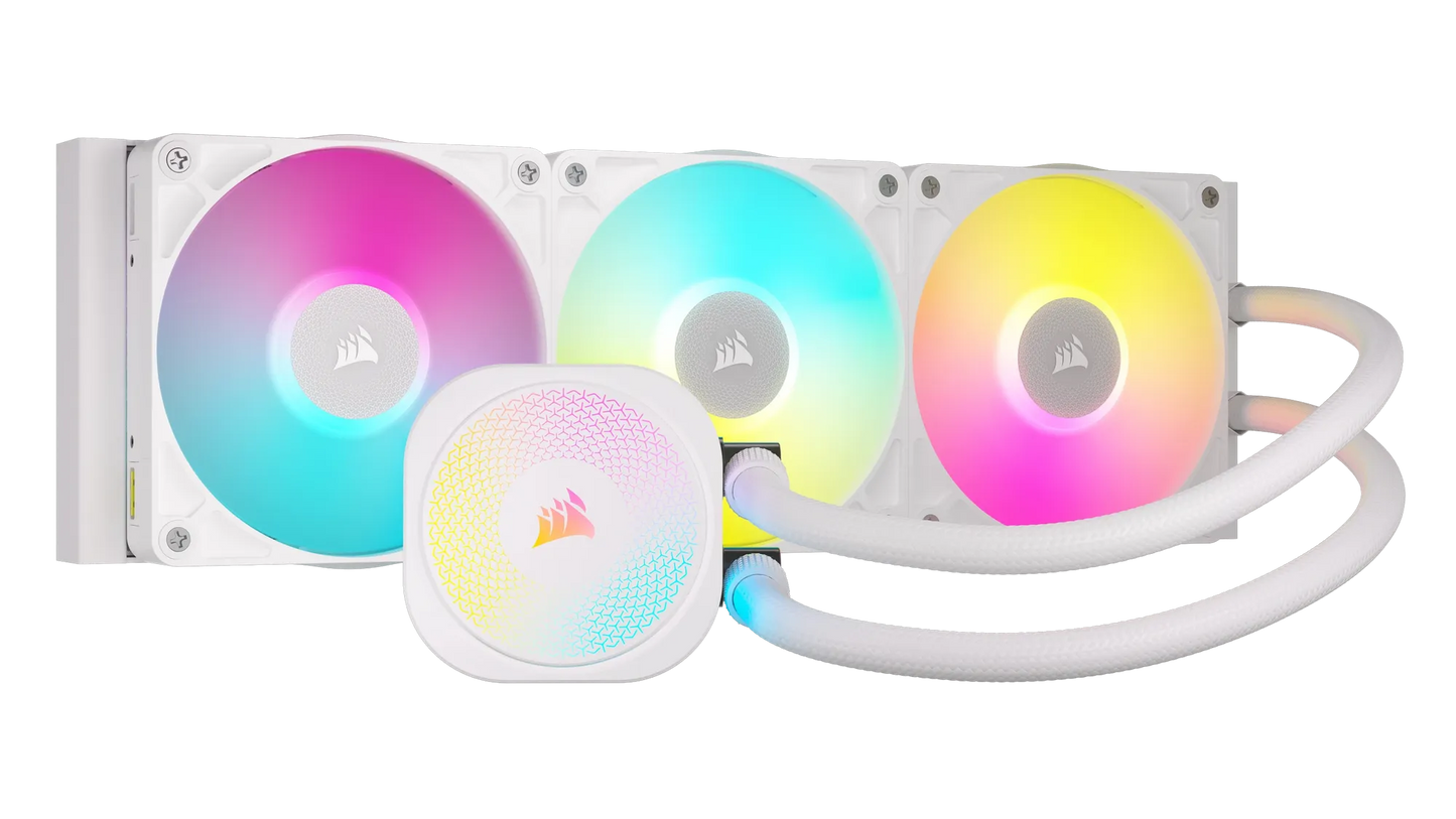 Corsair Icue Link Titan 360 Rx RGB Liquid CPU Cooler White _ RX120 RGB Fans _ Fits INTEL Lga 1851/1700; AMD® AM5/AM4.
