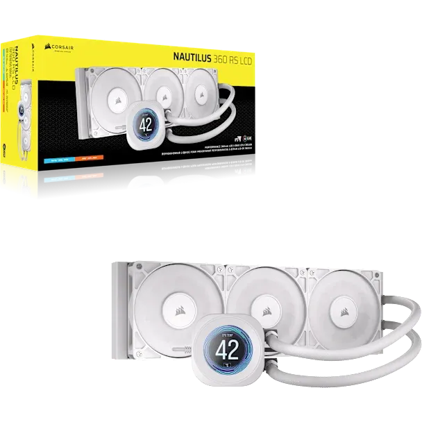 Corsair Nautilus 360 RS Lcd Liquid CPU Cooler – 2.1'' IPS Lcd Screen – RS120 Fans – 360MM Radiator – LGA1851/1700 AMD AM5/AM4