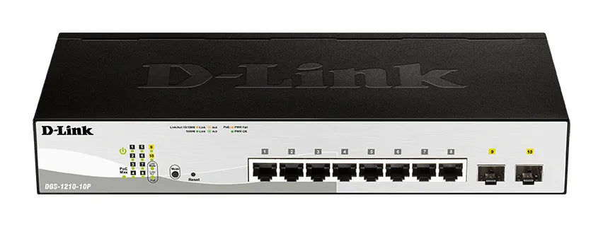 D-Link Consumer D-Link 8-PORTS 10/100/1000BASE-T POE Smart Switch Plus 2 Sfp Ports 78W POE Budget