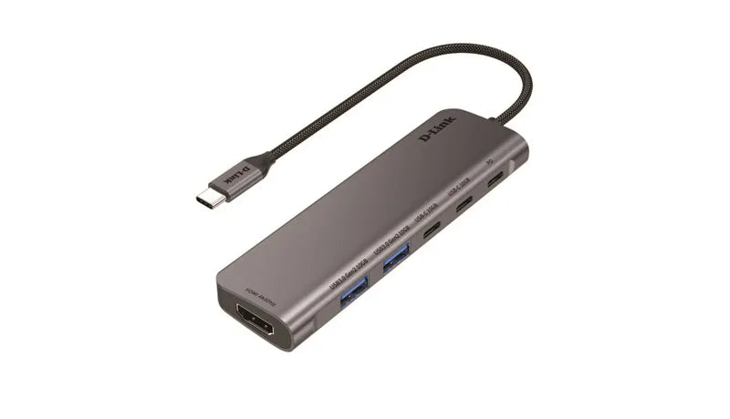 D-Link Consumer 6-IN-1 USB-C Adapter ;2XUSB-A 3.1; 2XUSB-C 3.1; 1XHDMI 4K At 60HZ; 1XUSB-C Pd 100W