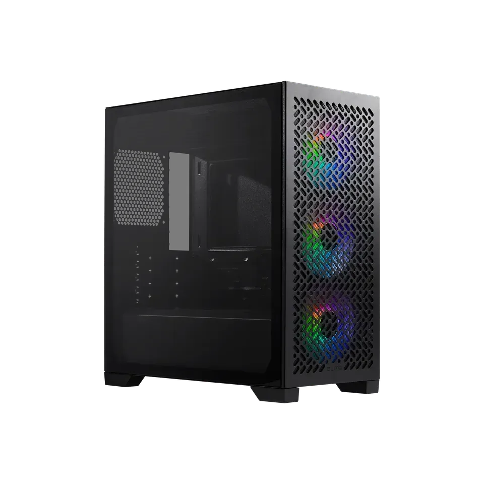 Cooler Master Case Masterbox 302 + PSU MPW-6001-ACBW-BE1; Tempered Glass Side Panel; Preinstalled 3 X 120MM Fans; Black