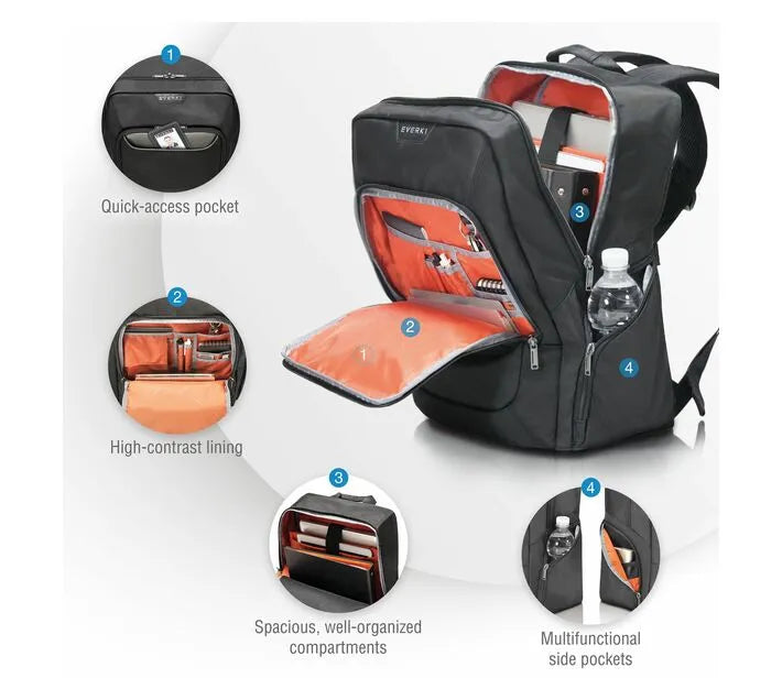 Everki Advance Backpack | Fits Up To 15.6 Inch Laptops | Hidden Stash Pocket | Trolley Handle Pass-Through image 2