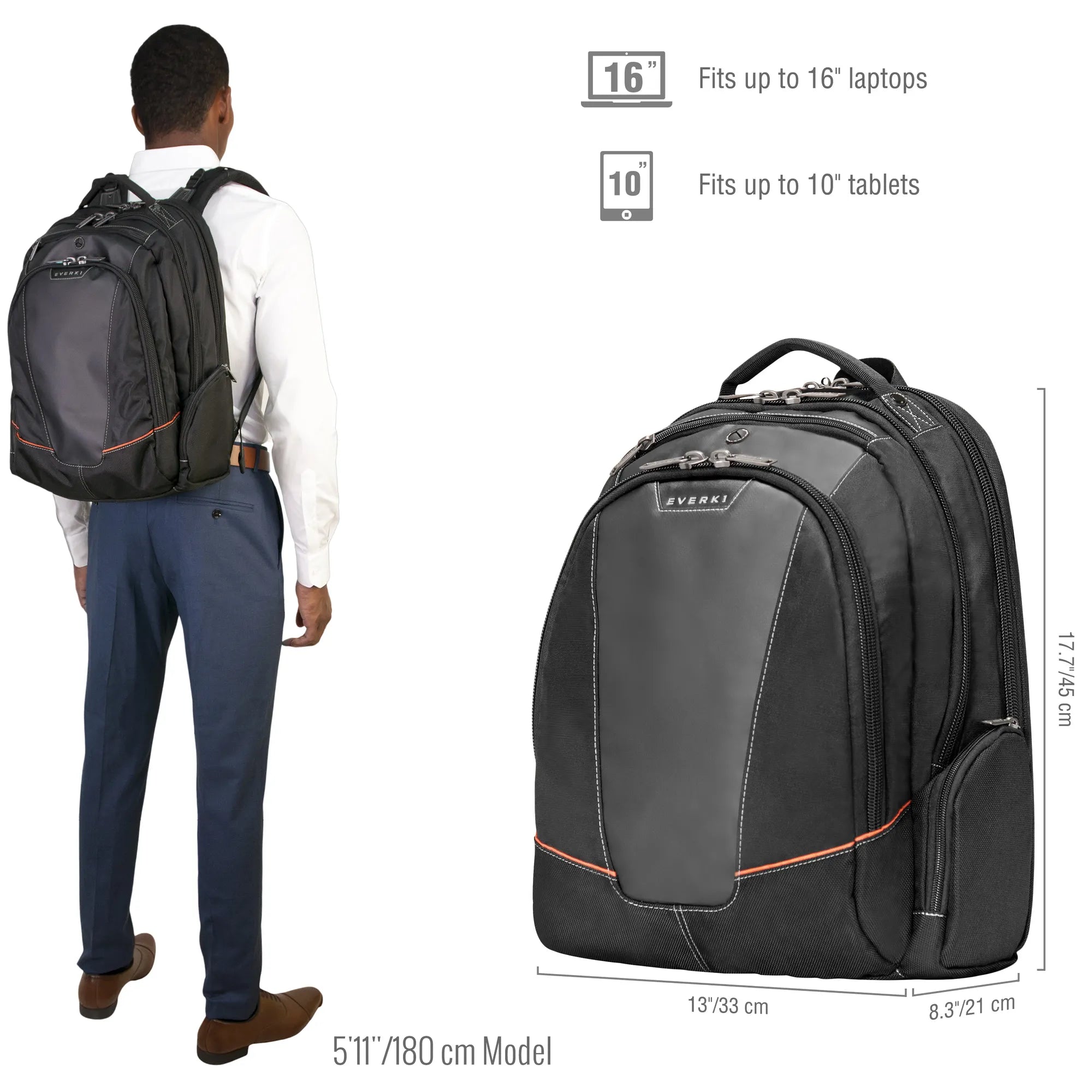 Everki Flight Backpack | Fits Up To 16 Inch Laptops | Travel Friendly | Opens 180° | 5-POINT Balance Strap System image 4