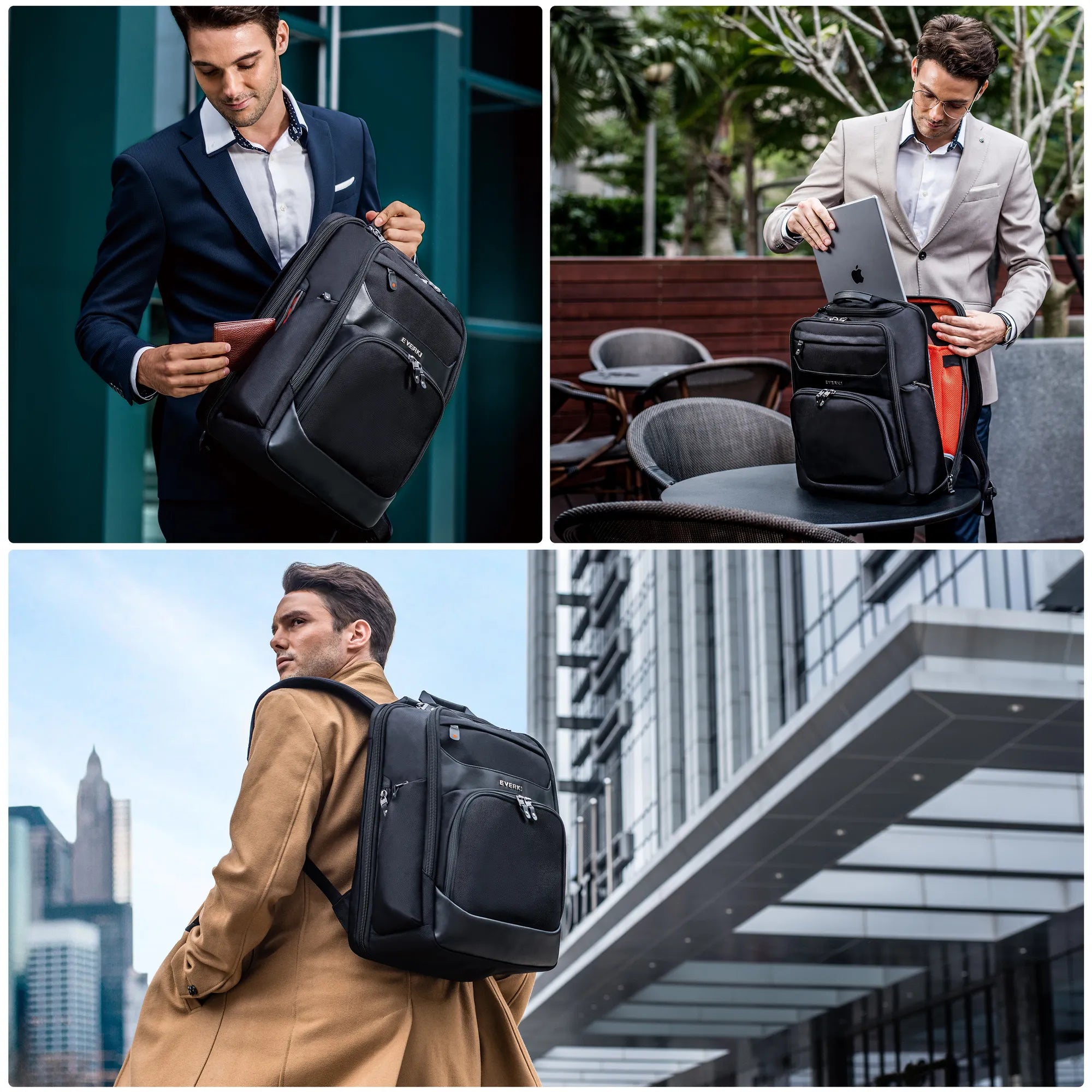 Everki Onyx Backpack | Fits Up To 17.3 Inch Laptops | Black | Discreet Rfid-Safe Pocket | Travel Friendly | Opens 180° image 3