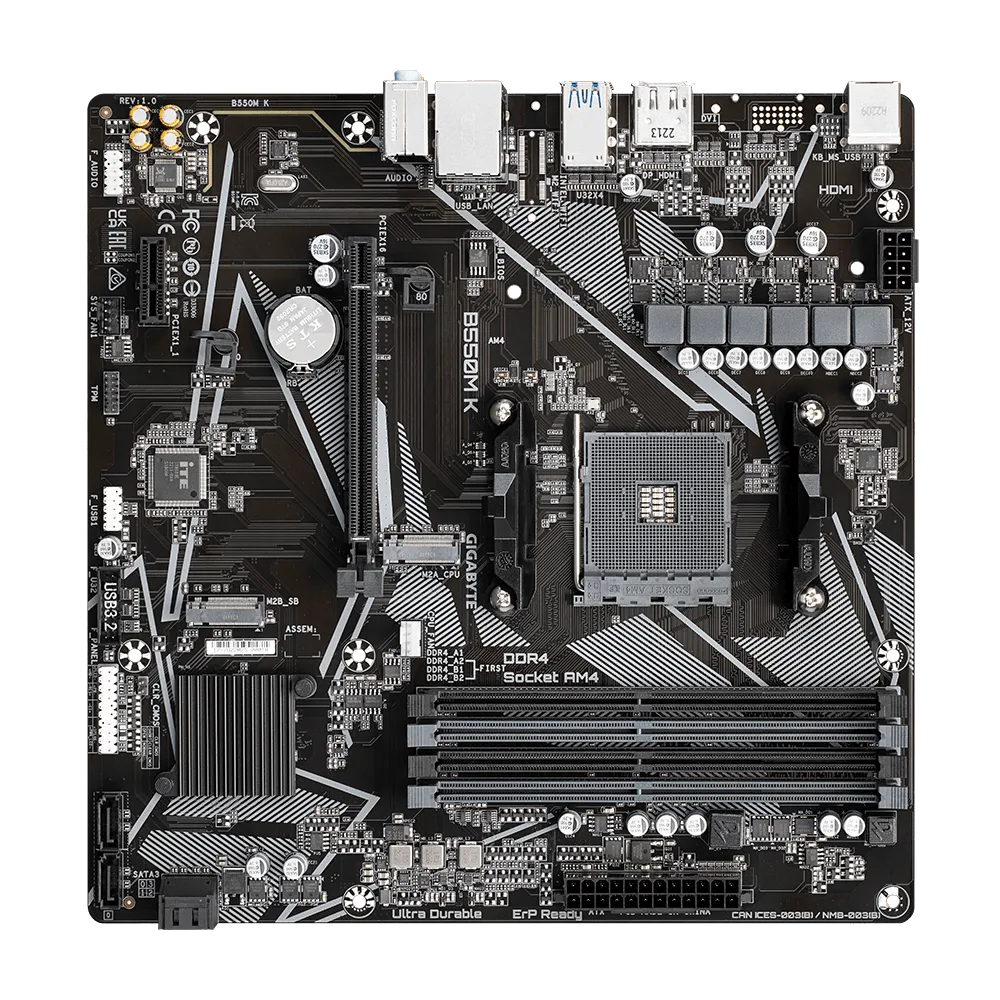 Gigabyte AMD B550 Chipset For AMD AM4; 4X Dual DDR4; 2X M2; HDMI; DP; MATX image 2