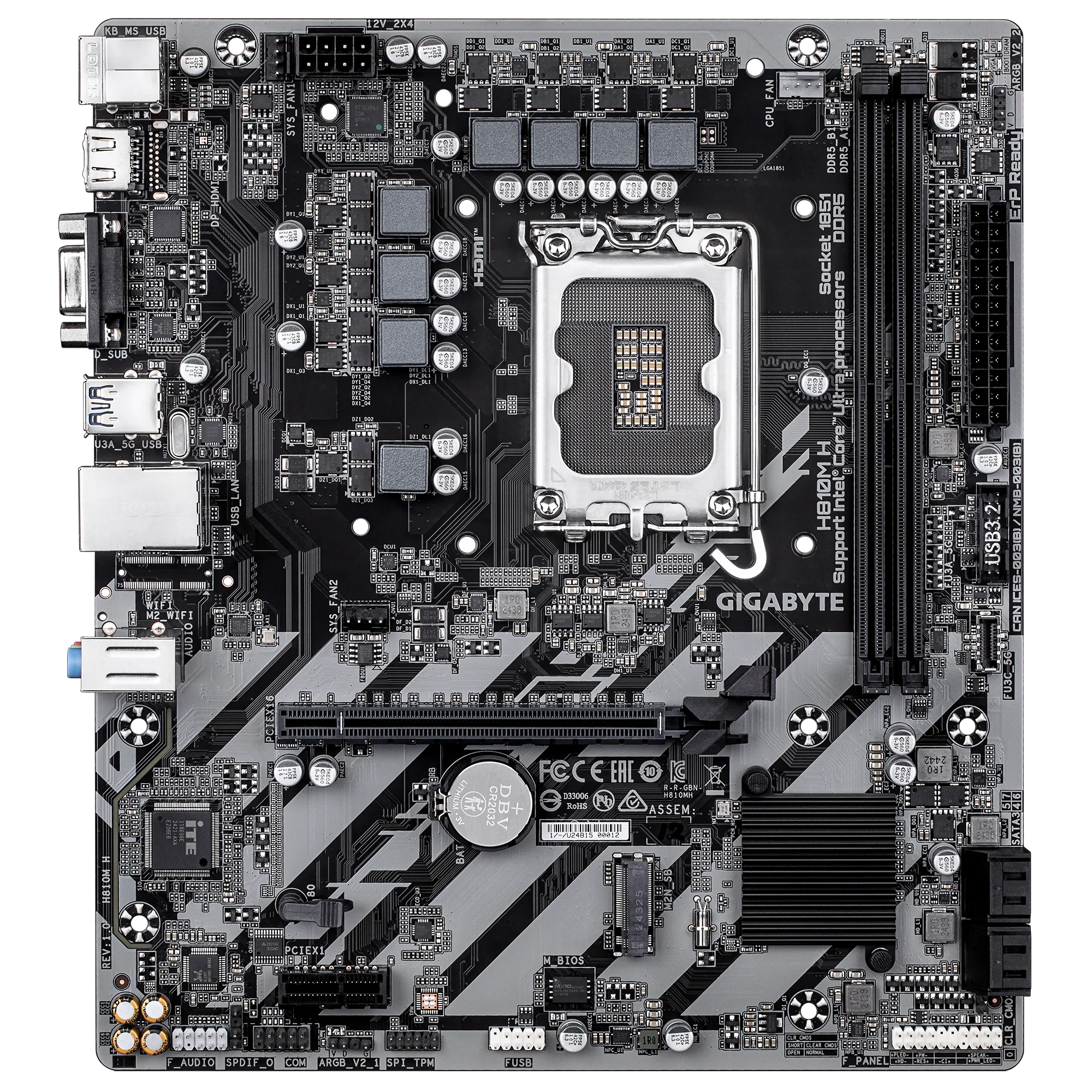 Gigabyte INTEL® H810 Chipset For Lga 1851; 2X DDR5; 1X M2; HDMI 1X VGA; MATX image 2