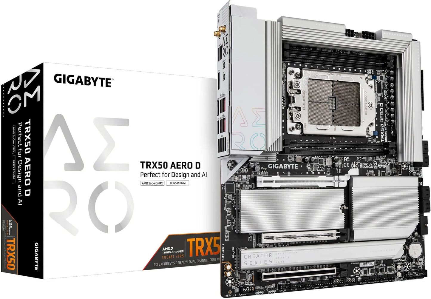 Gigabyte TRX50 Aero D 4XDDR5 R-Dimms; 4XM.2; 2 X PCIE5.0 16X; 8 X SATA; WIFI 7- E-Atx Supports AMD Threadripper™ Pro
