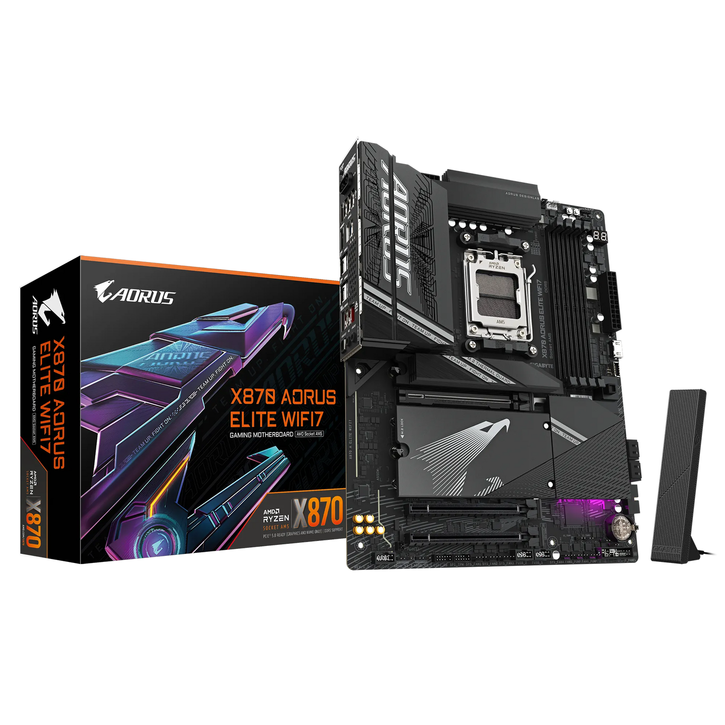 Gigabyte Aorus AMD X870 Chipset For AMD AM5; 4X DDR5; 4X M2; 2X HDMI (1X FRONT)/2 X USB4® USB Type-C®; ATX.