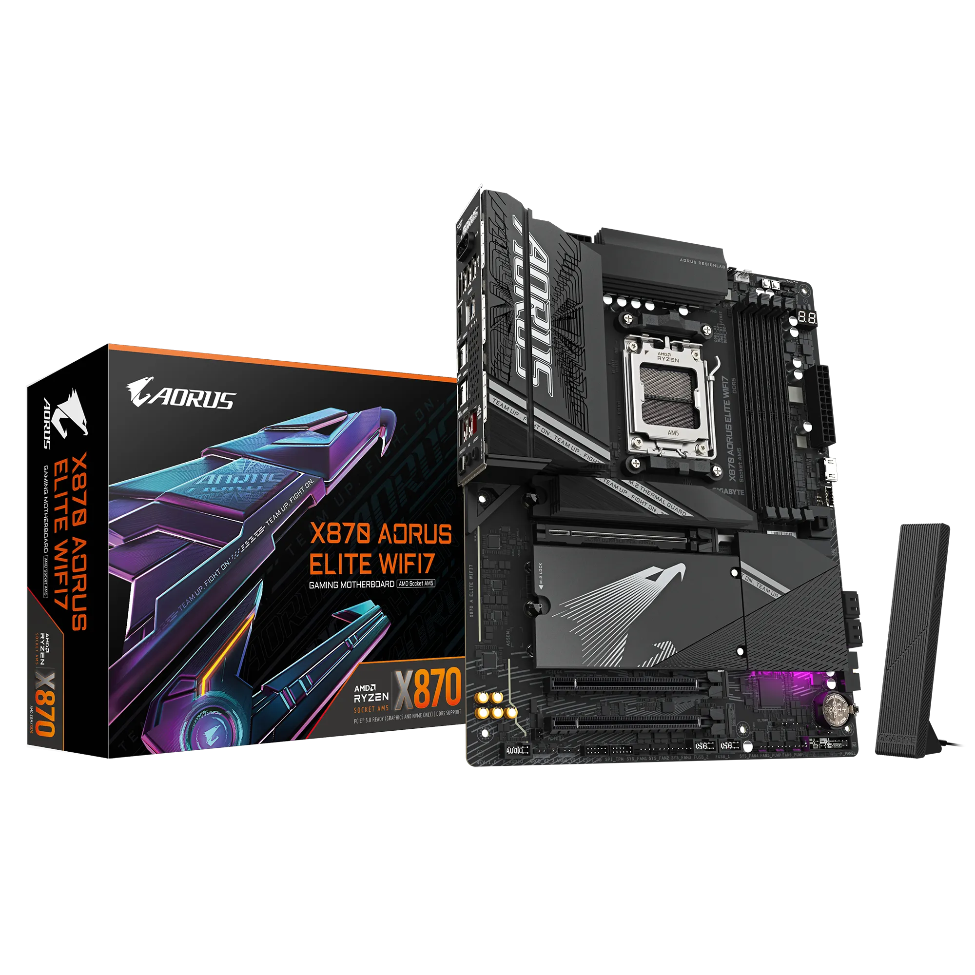 Gigabyte Aorus AMD X870 Chipset For AMD AM5; 4X DDR5; 4X M2; 2X HDMI (1X FRONT)/2 X USB4® USB Type-C®; ATX.
