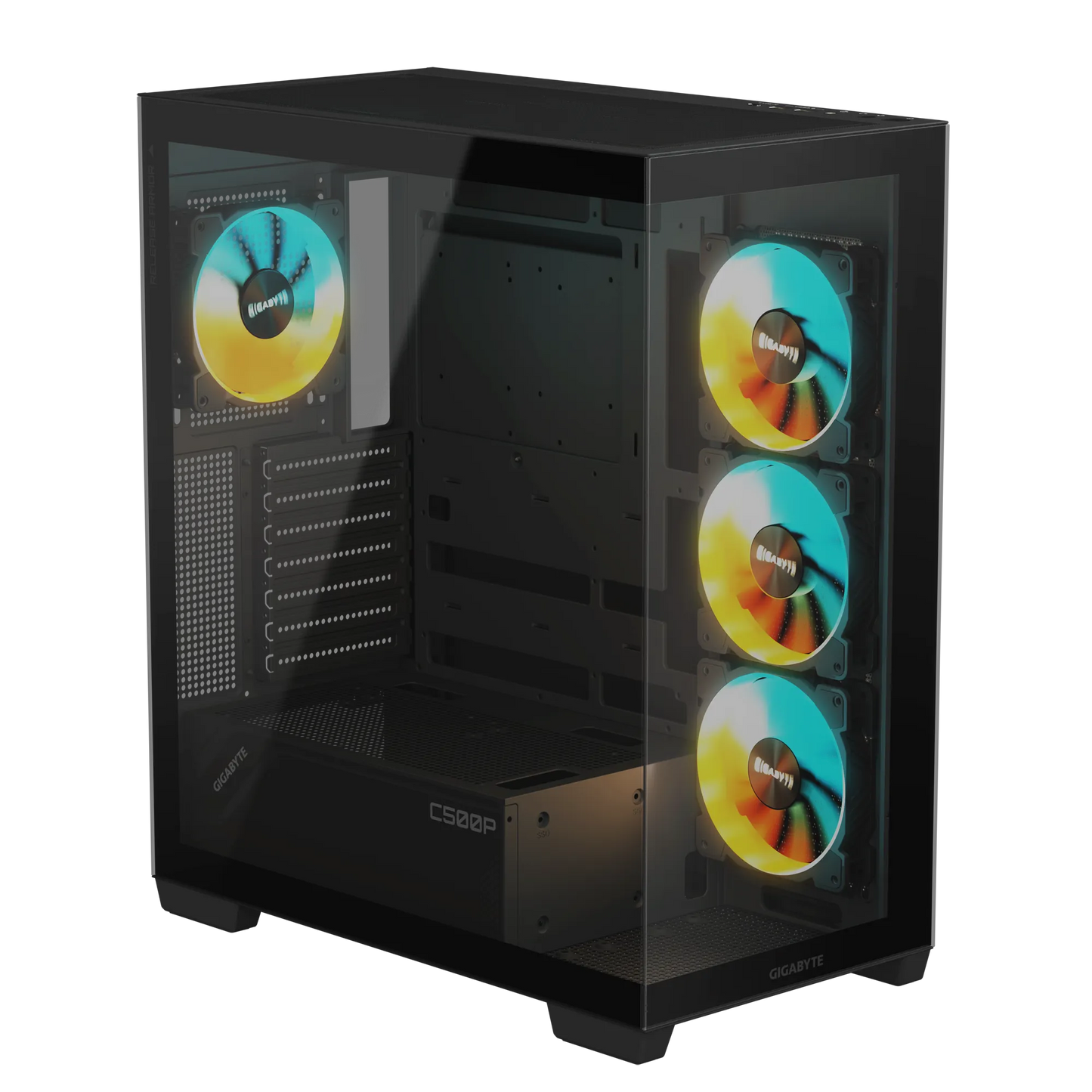 Gigabyte C500 Panoramic Stealth ATX Chassis; 1X 3.5'' | 2X 2.5'' Drive Bays; 360MM Radiator Compatible; 4X 120MM ARGB Fan Incl; image 5