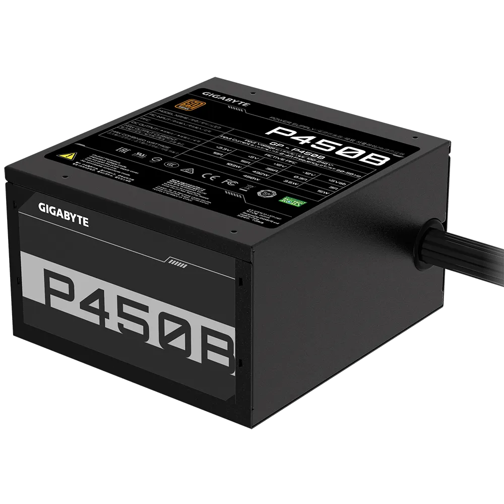 Gigabyte PSU P450B Bronze Certified 450W 3 Year Warranty; 24/20-PIN X 1; CPU 4+4-PIN X 1; PCI-E 6+2-PIN X 2; SATA X 6; Peri X3 image 4