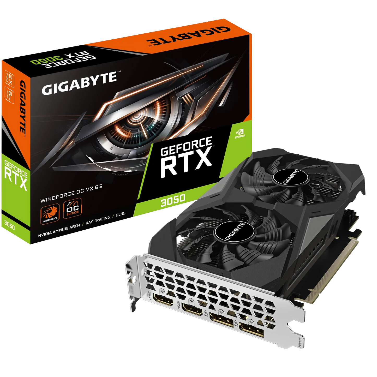 Gigabyte Nvidia Geforce Rtx 3050 Windfore Oc 6GB GDDR6; 96-BIT Memory Bus; Pci Express 4.0; 2X HDMI; 2X Displayport. image 2