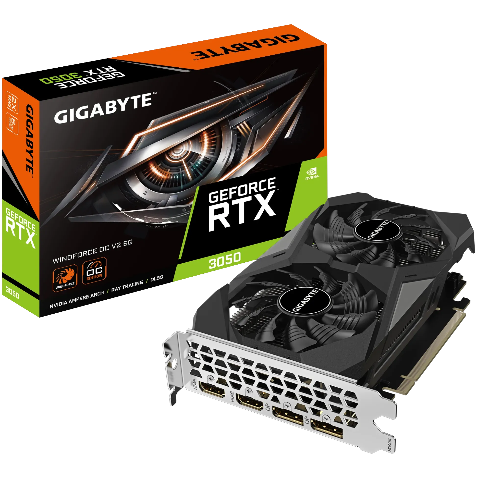 Gigabyte Nvidia Geforce Rtx 3050 Windfore Oc 6GB GDDR6; 96-BIT Memory Bus; Pci Express 4.0; 2X HDMI; 2X Displayport. image 2