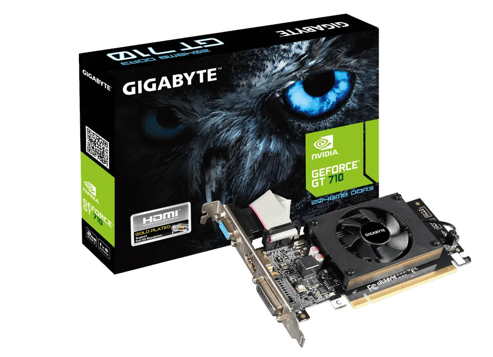 Gigabyte Graphics Nvidia Geforce® Gt 710 2GB GDDR3 64BIT . 1X Dual-Link Dvi-D; 1X HDMI; 1X VGA; Low Profile image 2