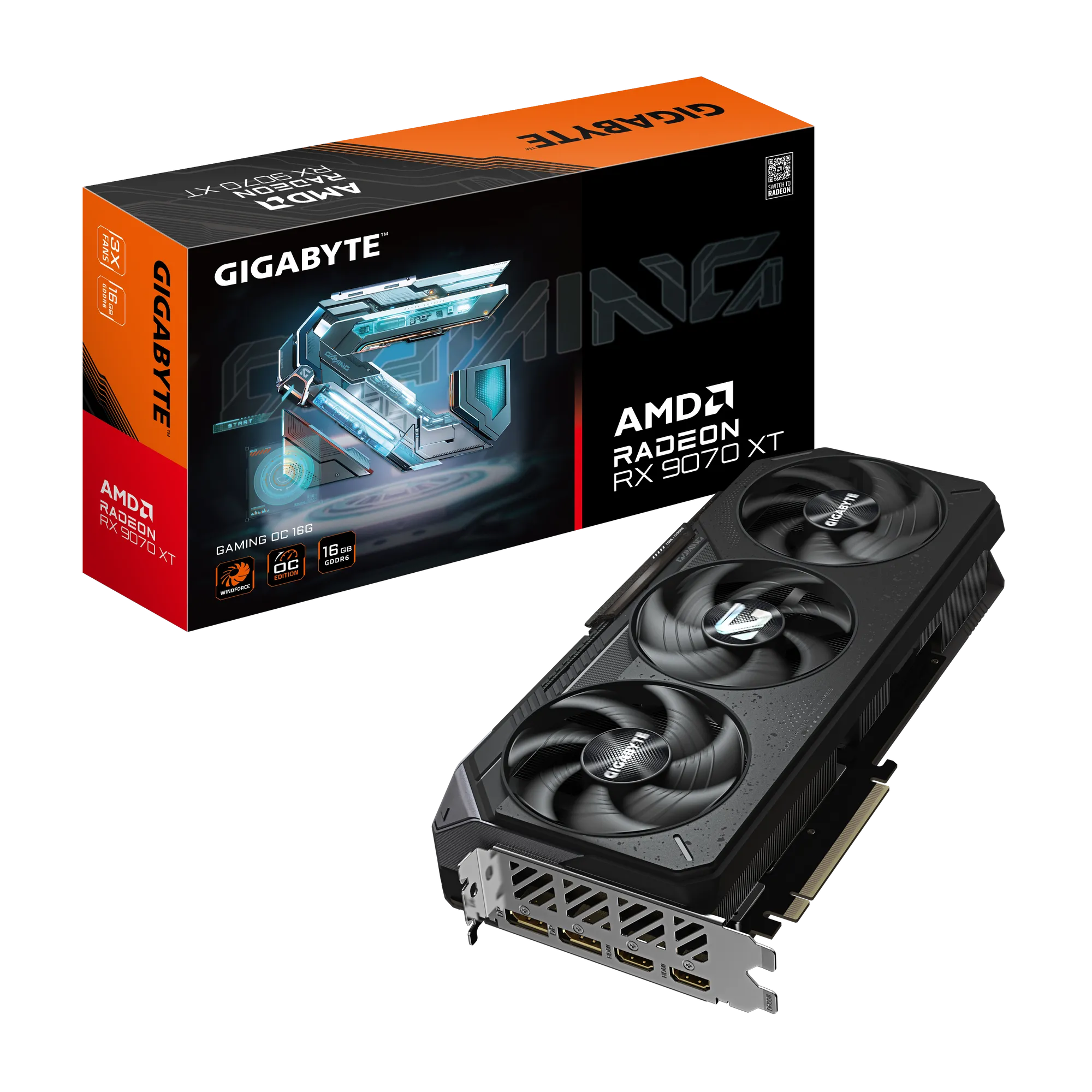 Gigabyte AMD Radeon RX9070XT Gaming Oc 16GB; 256-BIT Memory Bus; 2X HDMI; 2X Displayport. Min 850W PSU.