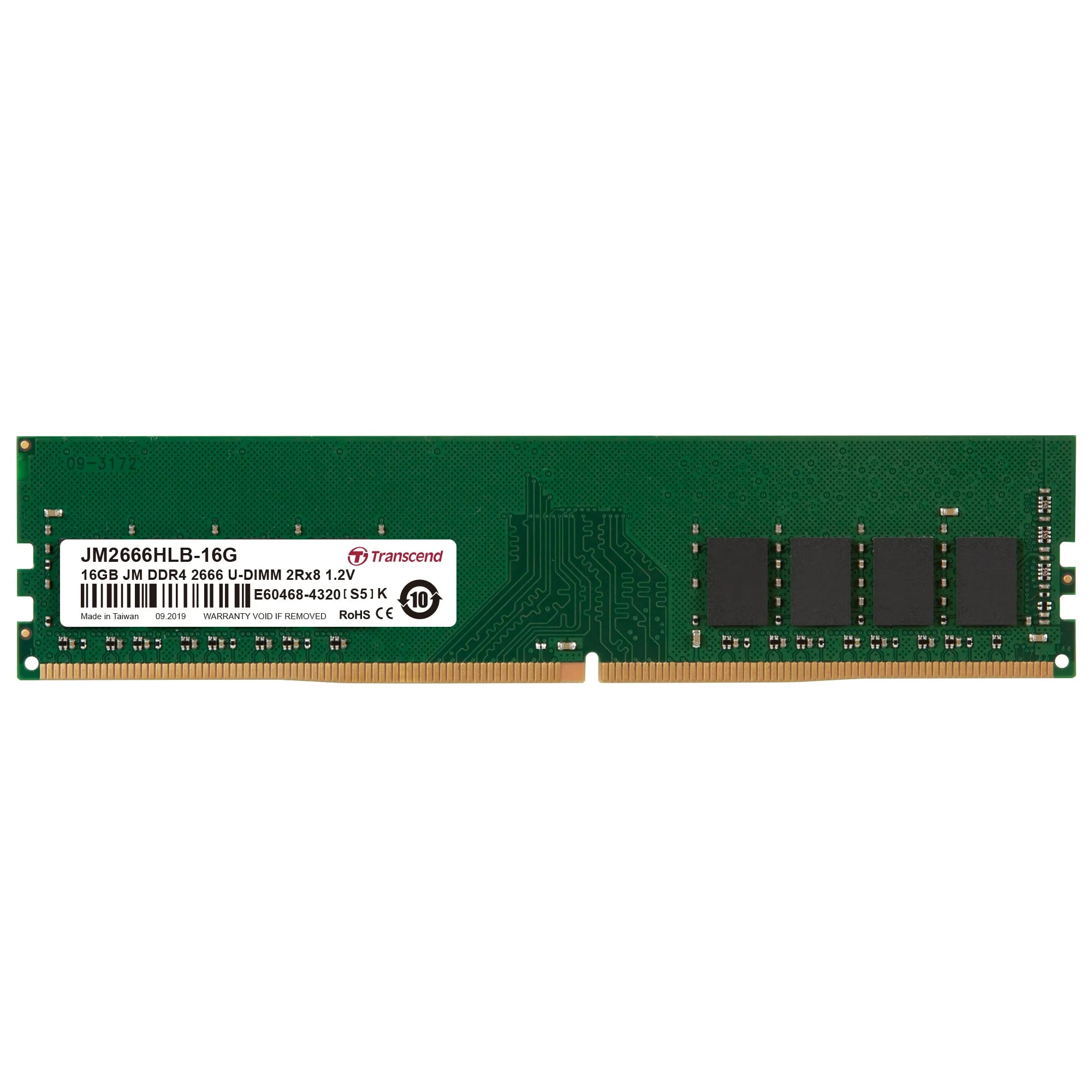 Transcend 16GB Jet Memory DDR4 2666MHZ Desktop U-Dimm 2RX8 1GX8 CL19 image 2