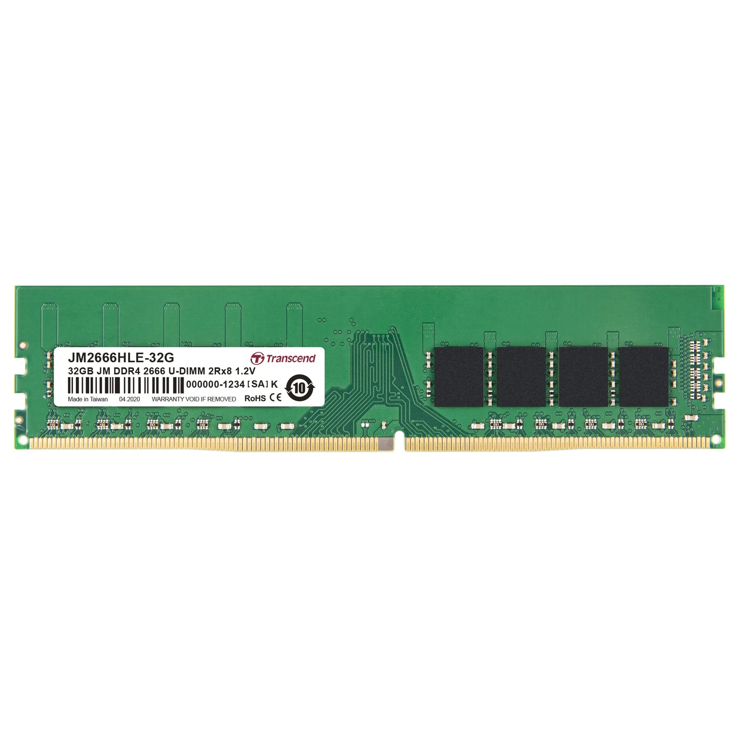 Transcend 32GB Jet Memory DDR4 2666MHZ Desktop Udimm 2RX8 2GX8 CL19 image 2