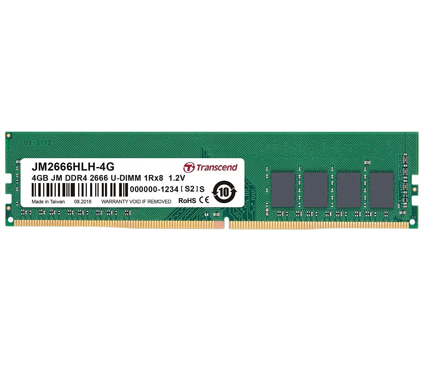 Transcend 4GB DDR4 2666MHZ Desktop U-Dimm 1RX8 1GX8 CL19 1.2V image 2