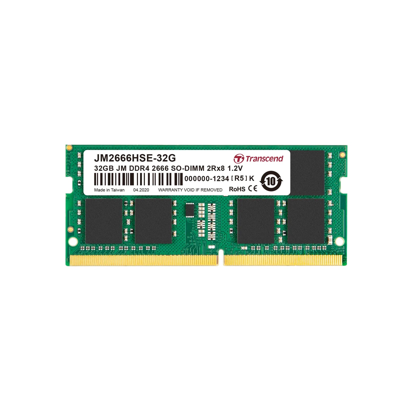 Transcend 32GB Jet Memory DDR4 2666MHZ Notebook SO-DIMM 2RX8 2GX8 CL19 image 2