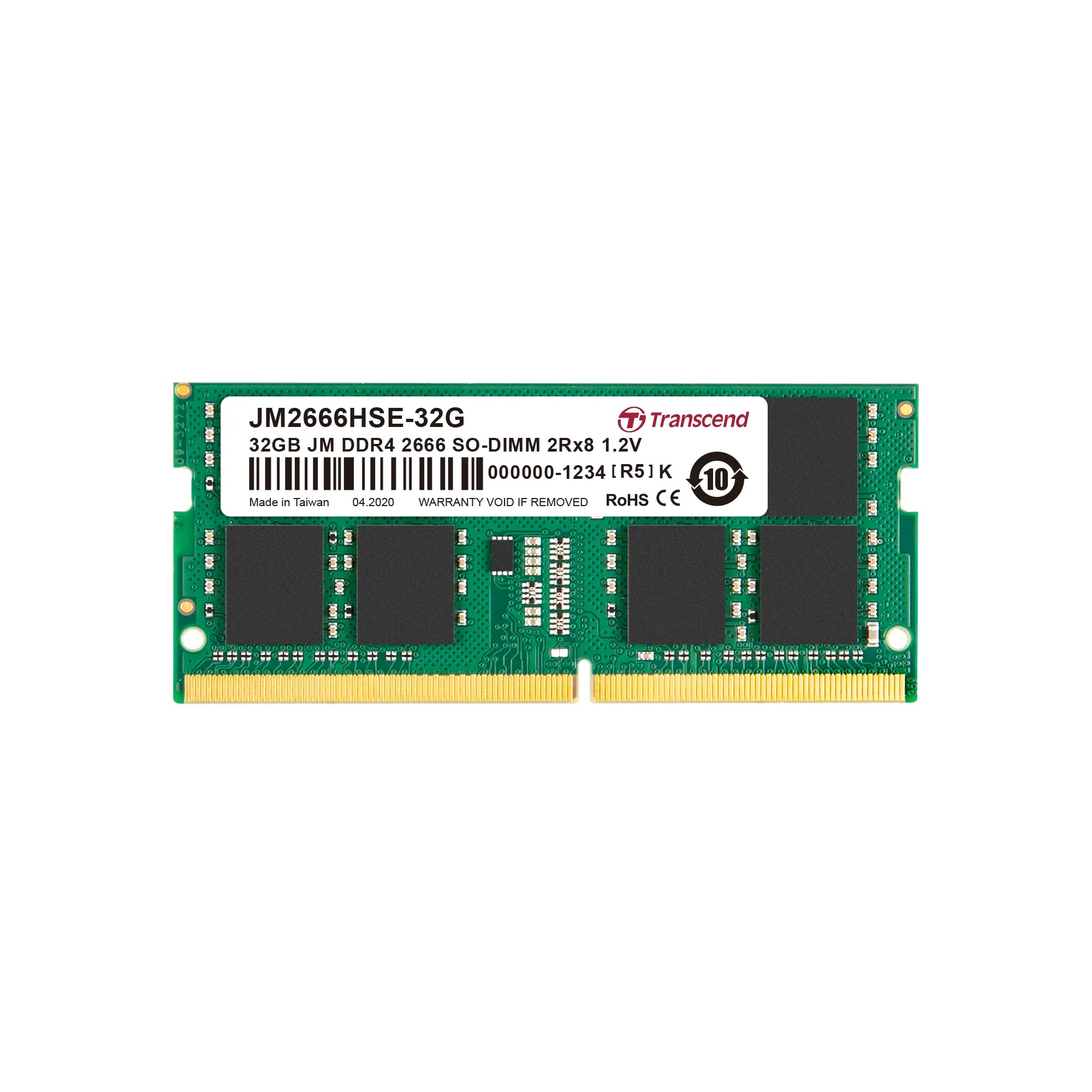 Transcend 32GB Jet Memory DDR4 2666MHZ Notebook SO-DIMM 2RX8 2GX8 CL19 image 2