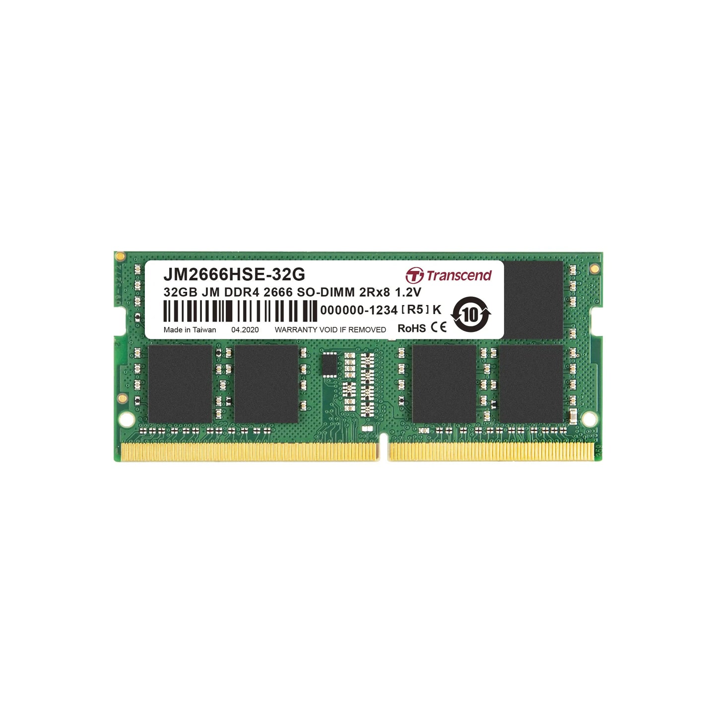Transcend 32GB Jet Memory DDR4 2666MHZ Notebook SO-DIMM 2RX8 2GX8 CL19 image 3