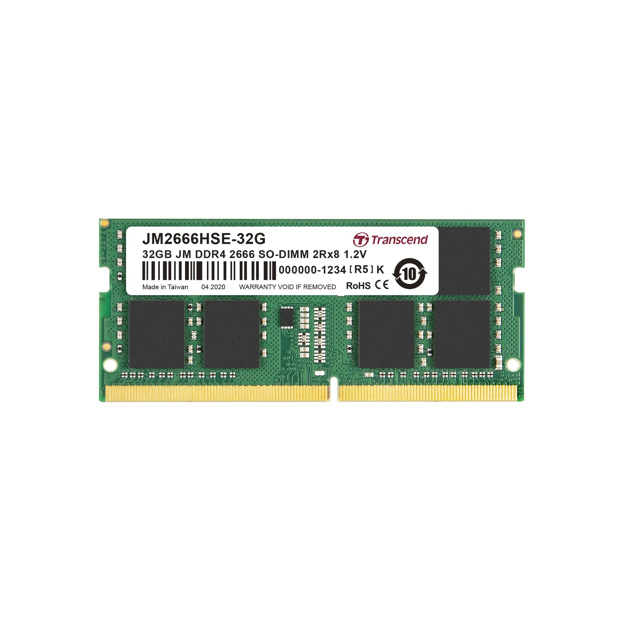 Transcend 32GB Jet Memory DDR4 2666MHZ Notebook SO-DIMM 2RX8 2GX8 CL19 image 3