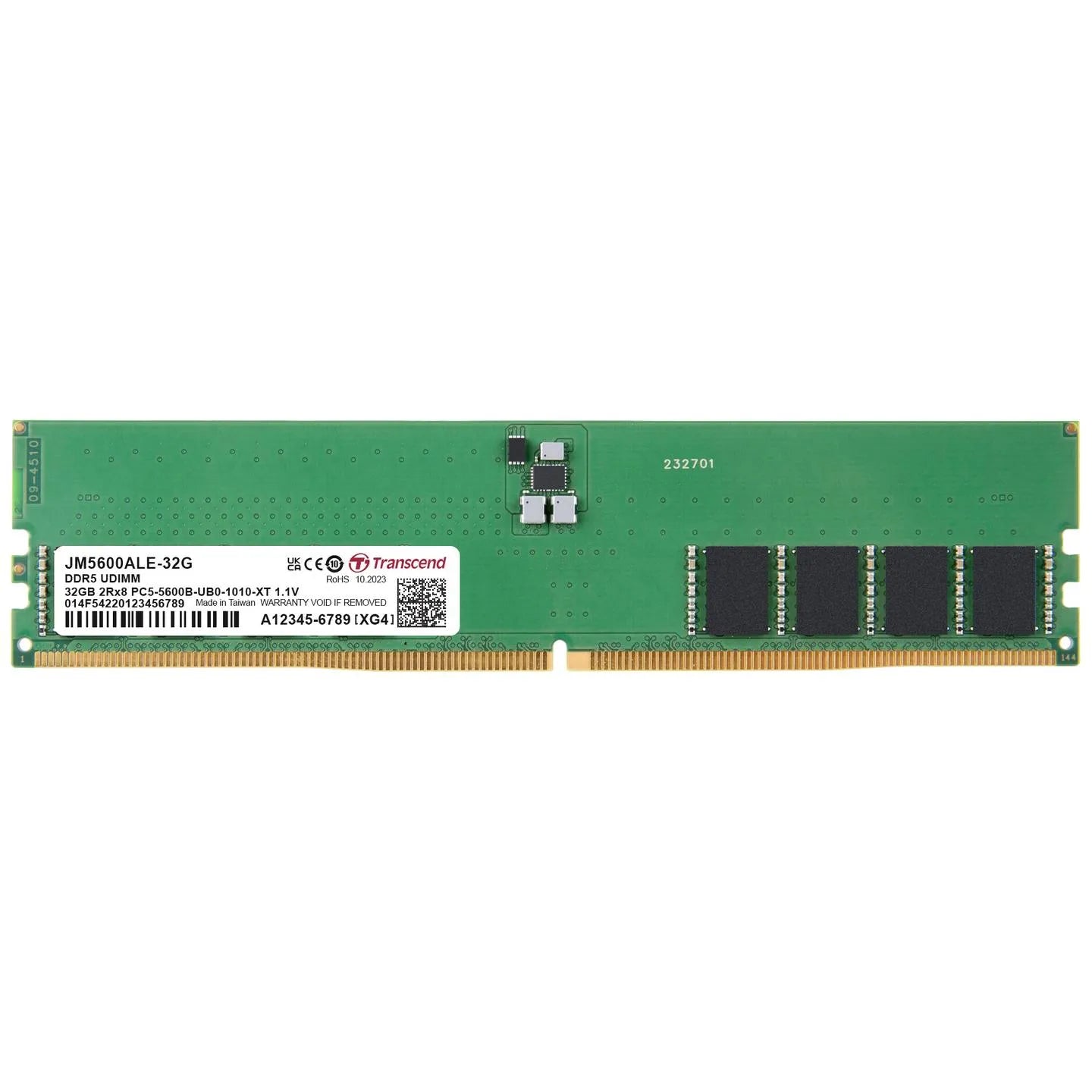 Transcend Jet Memory 32GB DDR5-5600 Unbuffered Desktop Long-Dimm 2RX8 CL46 (2GX8)X16 image 3