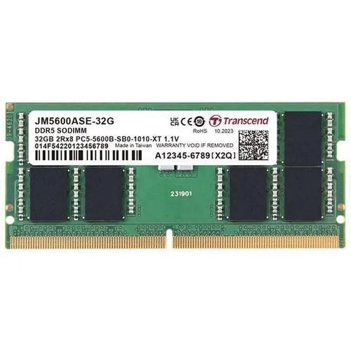 Transcend Jet Memory 32GB DDR5-5600 Unbuffered Notebook SO-DIMM 2RX8 CL46 (2GX8)X16 image 3