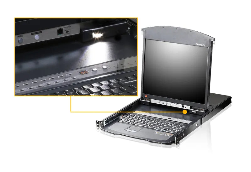 Aten 8-PORT 17'' Dual Rail Lcd IP CAT5 Kvm D.rail Lcd Kvm IP Sw. W/(uskb/Spkb)/W/(us/Eu) Cord